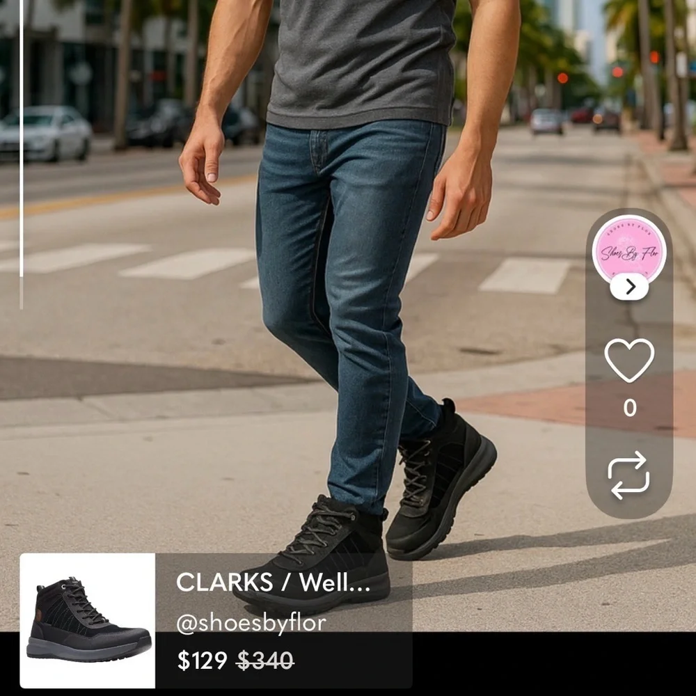 CLARKS / Wellman / Black Leather / Construction Boots / Size 9